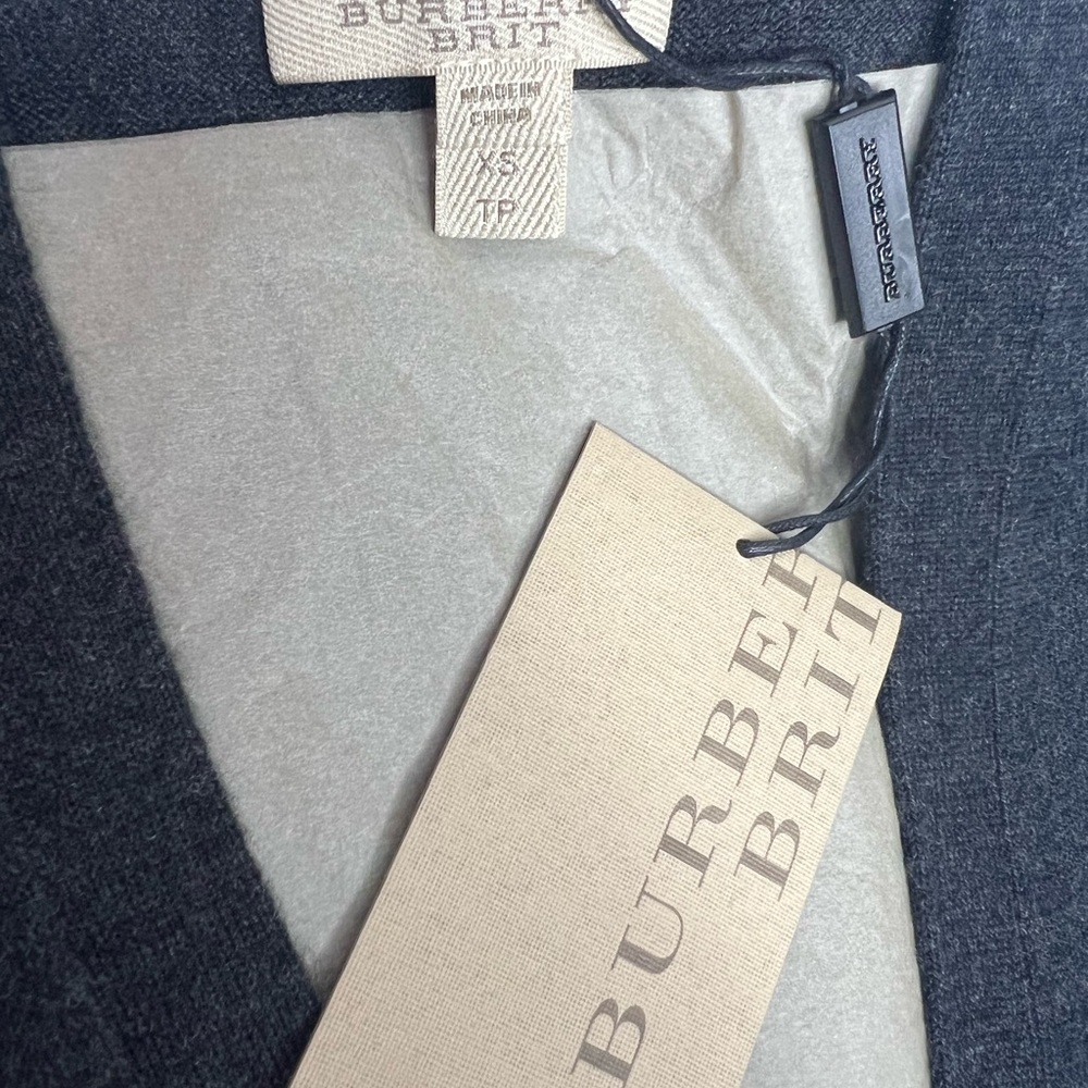 Burberry Mens Charcoal Merino Wool Cardigan With Lamb Suede Elbow Patches - Picture 6 of 7